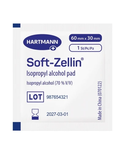 Soft-Zellin Kompres włókninowy nasączony alkoholem 30 x 60 mm, 100 sztuk - Do przemywania skóry - 1