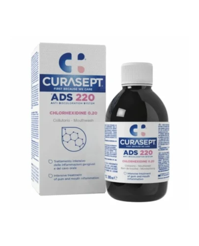 Curasept ADS DNA 220 0,2% Chlorhexidine Płyn do płukania jamy ustnej, 200 ml - Jako środek wspomagający leczenie zapalenia dziąseł i jamy ustnej - 1