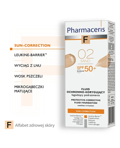 Pharmaceris F Sun-Correction Sand 02, 30 ml - Fluid ochronno-korygujący z filtrem SPF 50+ - 1