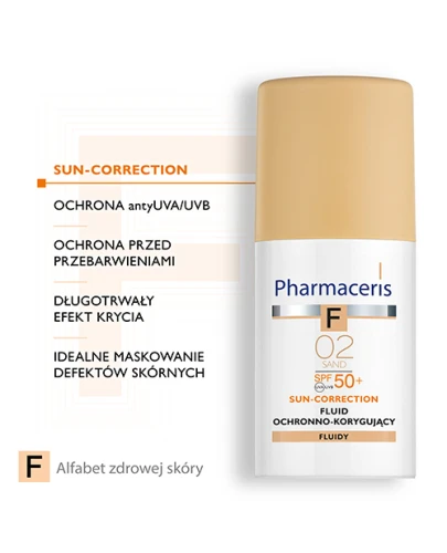 Pharmaceris F Sun-Correction Sand 02, 30 ml - Fluid ochronno-korygujący z filtrem SPF 50+ - 2