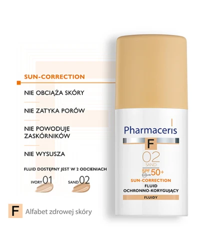 Pharmaceris F Sun-Correction Sand 02, 30 ml - Fluid ochronno-korygujący z filtrem SPF 50+ - 3