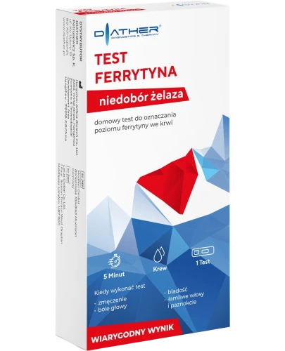 Diather Test Ferrytyna niedobór żelaza 1 sztuka - Domowy test diagnostyczny na niedobory żelaza - 1