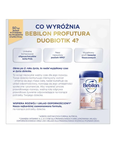 Bebilon Profutura Duo Biotik 4 Odżywcza formuła na bazie mleka Junior, 800 g - Dla dziecka po 2. roku życia - 1