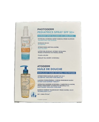 Bioderma Zestaw Atoderm Huile de douche + Photoderm Pediatrics Spray SPF 50+, 200ml +  200 ml - Który zapewnia ochronę skóry - 1