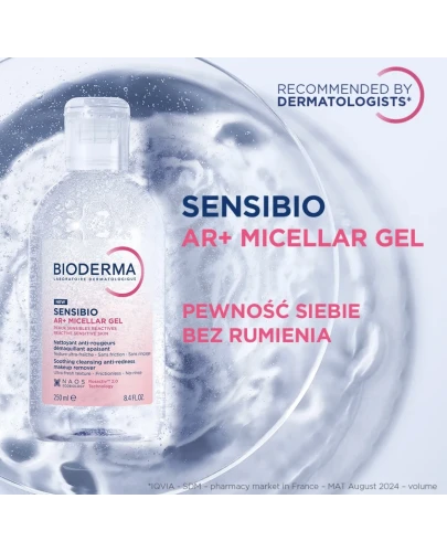 Bioderma Sensibio AR+ Zestaw Krem kojąco-nawilżający + Żel micelarny oczyszczający, 40 ml + 250 ml - Dla skóry z zaczerwienieniem - 6