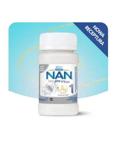 NAN Optipro Plus 1 Mleko od urodzenia, 90 ml -  W płynie dla zdrowych niemowląt od urodzenia - 1