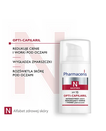 Pharmaceris N Opti-Capilaril SPF 15, krem pod oczy, 15 ml - Rozświetla i redukuje cienie i worki pod oczami - 2