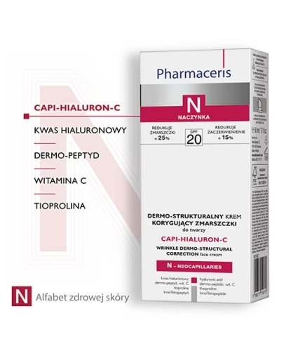 Pharmaceris N Capi-Hialuron-C, dermo-strukturalny krem do twarzy, 50 ml - Korygujący zmarszczki z kwasem hialuronowym i witaminą C  - 1