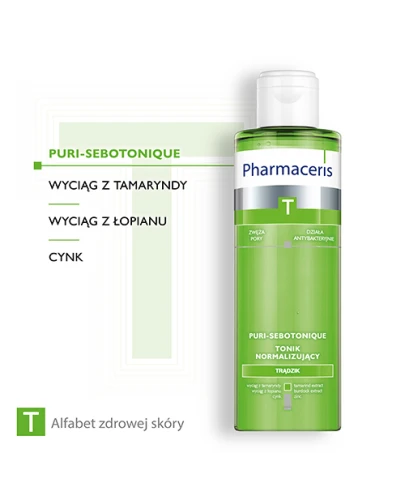 Pharmaceris T Puri-Sebotonique, tonik normalizujący do twarzy, 200 ml - Usuwający zanieczyszczenia i pozostałości makijażu - 1