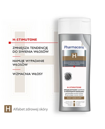 Pharmaceris H Stimutone, szampon spowalniający proces siwienia, 250 ml - Do włosów z tendencją do wypadania, łysienia oraz siwienia - 2