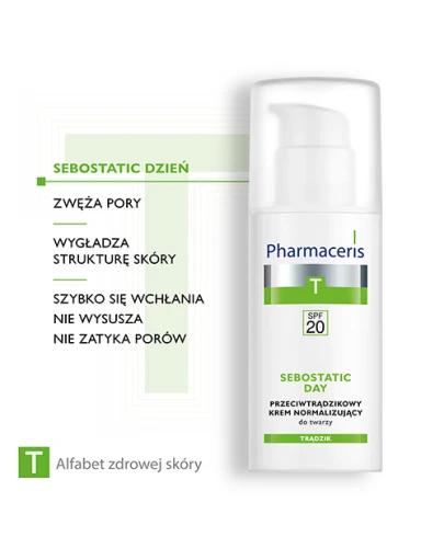 Pharmaceris T Sebostatic Day, przeciwtrądzikowy krem normalizujący SPF 20, 50 ml - Do cery trądzikowej, zwęża pory, wygładza i matuje - 2