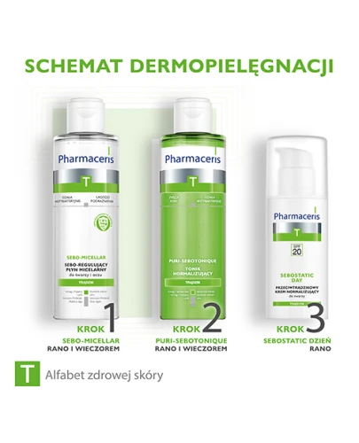 Pharmaceris T Sebostatic Day, przeciwtrądzikowy krem normalizujący SPF 20, 50 ml - Do cery trądzikowej, zwęża pory, wygładza i matuje - 3