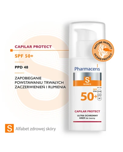 Pharmaceris S Capilar Protect, ultra ochronny krem SPF 50+, 50 ml  - Do skóry naczynkowej i z trądzikiem różowatym - 2