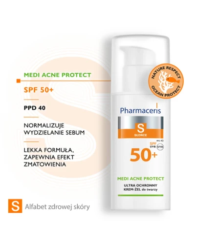 Pharmaceris S Medi Acne Protect SPF 50+, 50 ml - Ultra ochronny krem do twarzy i okolic oczu dla skóry trądzikowej, mieszanej i tłustej - 2