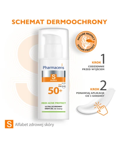 Pharmaceris S Medi Acne Protect SPF 50+, 50 ml - Ultra ochronny krem do twarzy i okolic oczu dla skóry trądzikowej, mieszanej i tłustej - 3