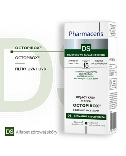 Pharmaceris DS Octopirox krem kojący do twarzy SPF 15, 30 ml - Redukuje zaczerwienienie, łuszczenie skóry trądzikowej  - 1