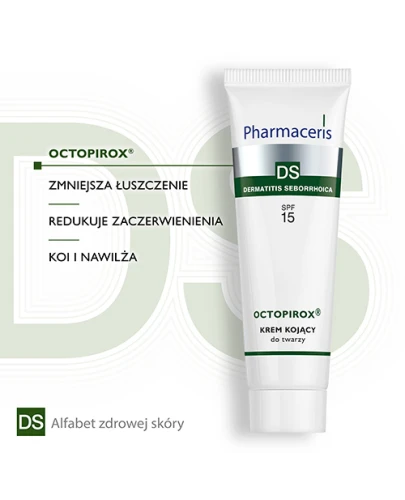 Pharmaceris DS Octopirox krem kojący do twarzy SPF 15, 30 ml - Redukuje zaczerwienienie, łuszczenie skóry trądzikowej  - 2