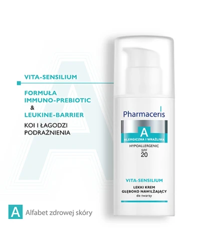 Pharmaceris A Vita-Sensilium SPF 20,  lekki krem nawilżający do twarzy, 50 ml - Do codziennej pielęgnacji skóry nadwrażliwej - 3