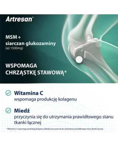 Artresan, proszek saszetki, 30 sztuk - Z glukozaminą oraz witaminą C  wzbogacony o MSM - 3