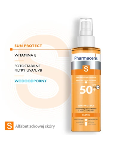 Pharmaceris S, suchy olejek ochronny SPF50+, 200 ml - Do stosowania na suchą i mokrą skórę - 1