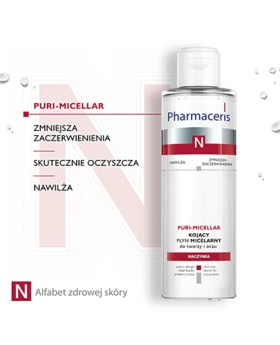 Pharmaceris N Puri-Micellar, kojący płyn micelarny do twarzy i oczu, 200 ml - Oczyszcza, nawilża i odżywia skórę wrażliwą i naczynkową - 2