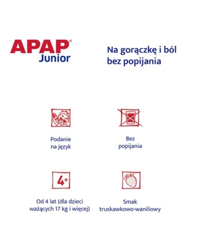 APAP Junior saszetki, 10 sztuk - Przeciwbólowe i przeciwgorączkowe dla dzieci od 4. roku życia - 1