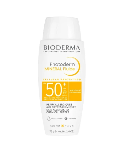 Bioderma Photoderm Mineral Fluide Ochronny fluid mineralny SPF 50+, 75 g - Ochrona UVA/UVB w formule mineralnej - 1