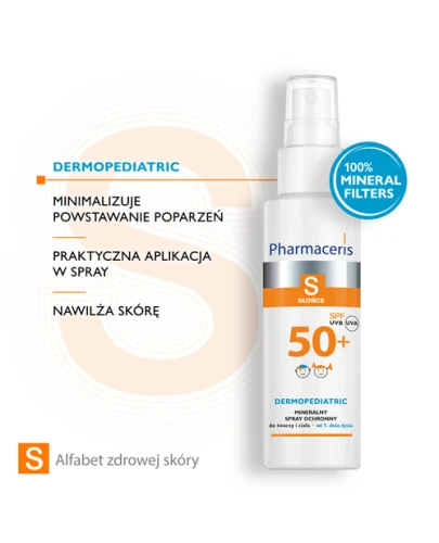 Pharmaceris S, spray mineralny do twarzy i ciała SPF 50+, 100 ml - Z wysoką ochrona przeciwsłoneczną dla dzieci od 1. dnia życia - 2