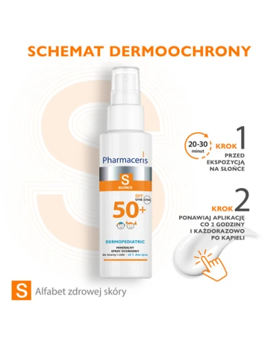 Pharmaceris S, spray mineralny do twarzy i ciała SPF 50+, 100 ml - Z wysoką ochrona przeciwsłoneczną dla dzieci od 1. dnia życia - 3