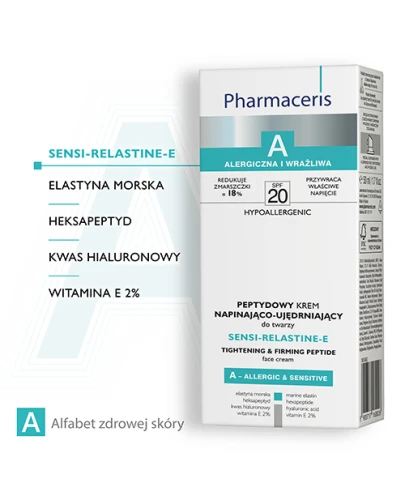 Pharmaceris A Sensi-Relastine-E SPF 20,  krem do twarzy, 50 ml -  Do pielęgnacji cery wrażliwej i alergicznej  - 1