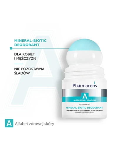 Pharmaceris A Hypersensitive Mineral Biotic Deodorant, 50 ml - W kulce dla kobiet i mężczyzn - 1