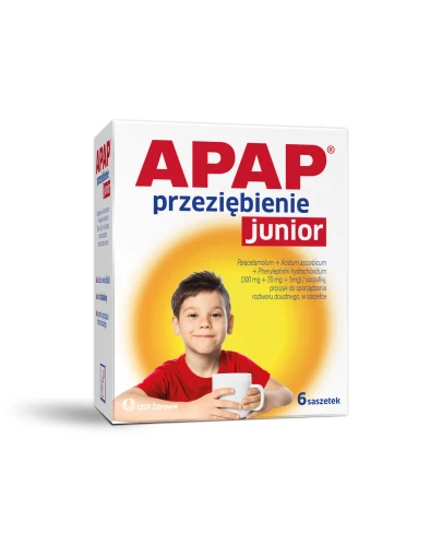 APAP przeziębienie junior saszetki, 6 sztuk - Lek złożony dla dzieci od 6. roku życia - 1