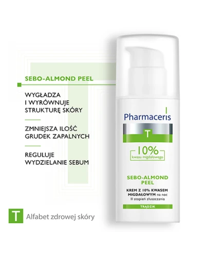 Pharmaceris T Sebo-Almond Peel 10%, II stopień złuszczania, 50 ml - Krem na noc z 10% kwasem migdałowym - 2