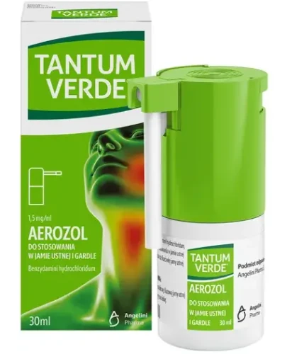 Tantum Verde aerozol do stosowania w jamie ustnej i gardle, 30 ml - O działaniu przeciwzapalnym i przeciwbólowym oraz miejscowo znieczulającym  - 1