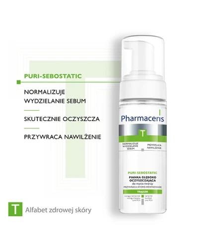 Pharmaceris T Puri-Sebostatic, pianka głęboko oczyszczająca do mycia twarzy, 150 ml - Do mycia cery trądzikowej, zmniejsza wydzielanie sebum, nawilża - 2