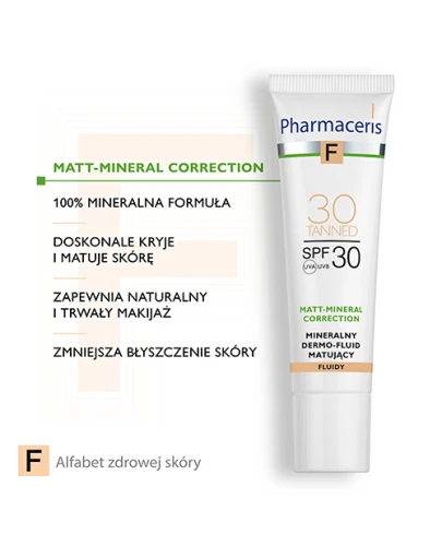 Pharmaceris F Matt-Mineral-Correction Tanned 30, SPF 30, 30 ml -   Mineralny dermo-fluid matujący - 2