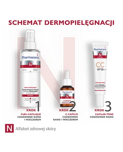 Pharmaceris N Capilar-Tone CC SPF 30, krem tonujący, 40 ml - Z zielonym pigmentem na popękane naczynka - 4