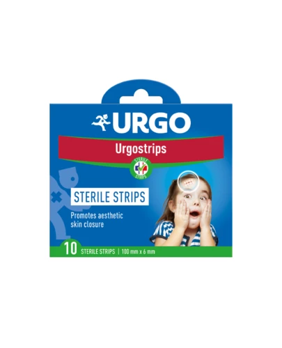 Urgo Urgostrips, 100 mm x 6 mm, 10 sztuk - Sterylne, samoprzylepne paski do zamykania ran skórnych - 1