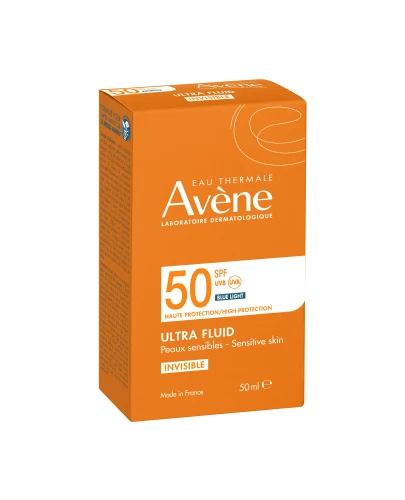 AVENE SUN Ultra Fluid niewidoczny na skórze SPF50+, 50 ml - Fluid, który zapewnia ochronę przed promieniowaniem UVA i UVB oraz światłem niebieskim HEV - 1