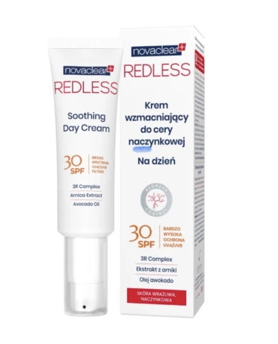 Novaclear Redless Krem na dzień do cery naczynkowej SPF30, 50 ml - Zapewnia prawidłowe utrzymanie poziomu nawilżenia skóry - 1