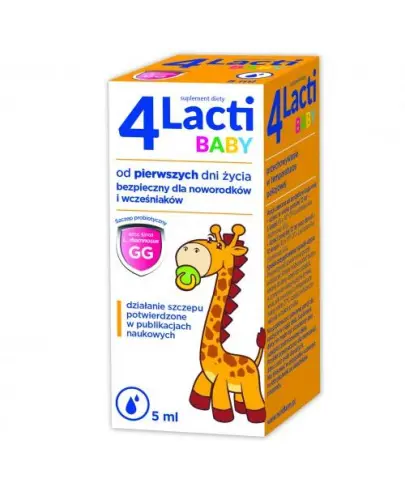 4Lacti Baby, krople doustne, 5 ml    - Probiotyk stosowany od pierwszych dni życia.