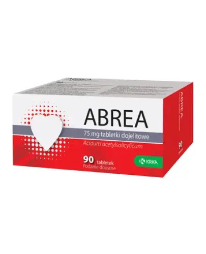 Abrea, 90 tabletek - Acidum acetylsalicylicum 75 mg, tabletki dojelitowe.