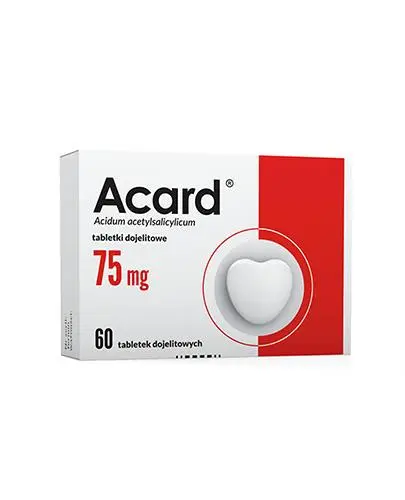 Acard 75 mg, 60 tabletek dojelitowych - Tabletki z kwasem acetylosalicylowym 