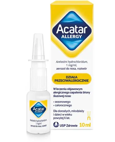 Acatar Allergy aerozol do nosa, 10ml - Roztwór chlorowodorku azelastyny na zapalenie błony śluzowej nosa