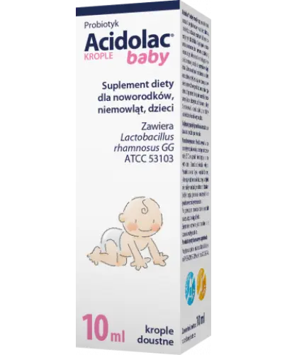 Acidolac Baby krople doustne, 10 ml - Z bakteriami kwasu mlekowego Lactobacillus rhamnosus GG ATCC53103