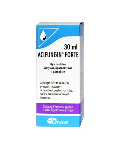 Acifungin Forte, płyn 30 ml - Na skórę, wały okołopaznokciowe i paznokcie