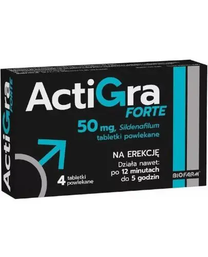 Actigra Forte 50 mg, 4 tabletki powlekane - Na erekcję