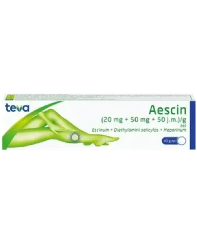 Aescin, 20 mg + 50 mg + 50 j.m./g, żel, 40 g - Żel z alfa-escyną