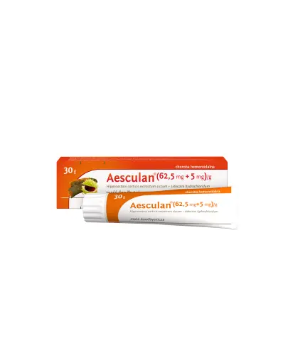 Aesculan (62,5 mg + 5 mg)/g, maść doodbytnicza 30g - Maść o miejscowym działaniu znieczulającym oraz łagodnie przeciwzapalnym i ściągającym. 