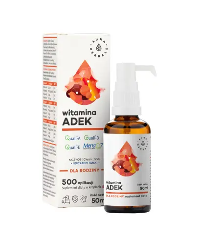 Aura Herbals Witamina ADEK dla rodziny MCT, 50 ml - Porcjowanie witamin dostosowane dla dzieci i dorosłych